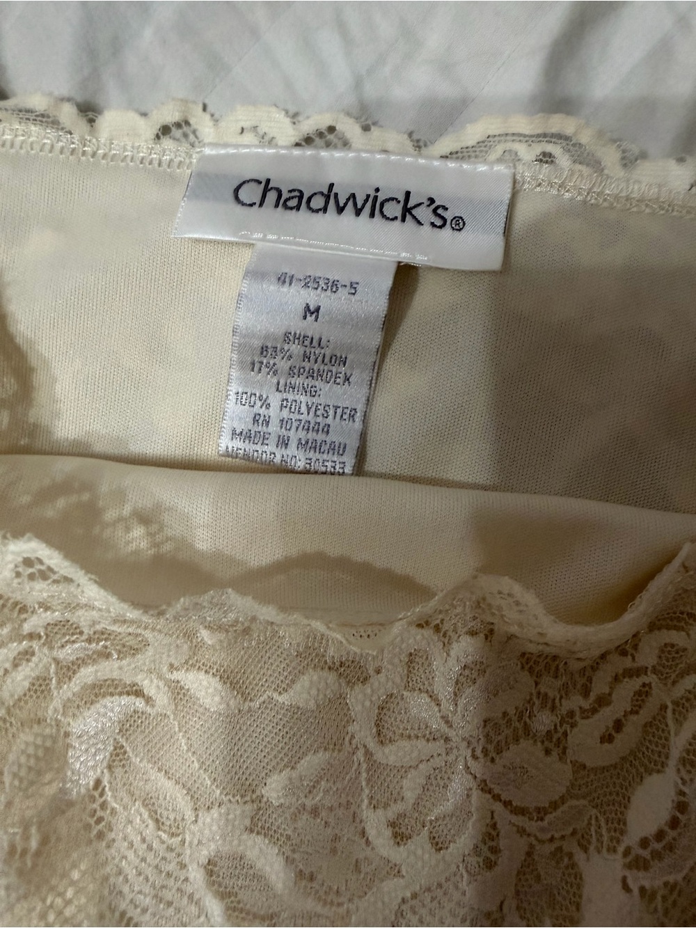 Chadwick’s Ivory Floral Lace Tank Top Medium Lined Sleeveless Blouse - Picture 3 of 3